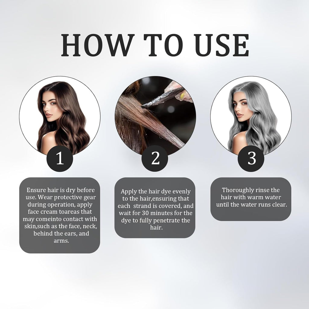 2-in-1 Vopsea de păr gri argintiu Vopsea de păr din plante naturale gri argintiu pentru toate tipurile de păr potrivite cu instrumente de unică folosință (100g) Vopsea pentru par Naty Shop
