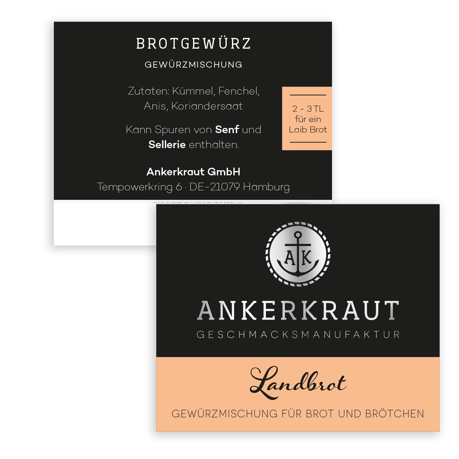 Ankerkraut Landbrot, Gewürzmischung zum selber backen von Brot und Brötchen, Semmeln im Backofen backen, 70 g im Korkenglas