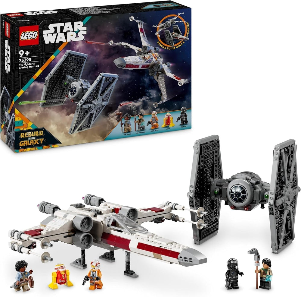 LEGO Star Wars TIE Fighter & X-Wing Mashup, Sestavitelná hračka Starfighter, Nápad na dárek pro děti, Přizpůsobitelné hvězdné lodě, Dárek pro chlapce, dívky a všechny fanoušky 75393 Stavebnice Besuche den LEGO-Store Výchozí název
