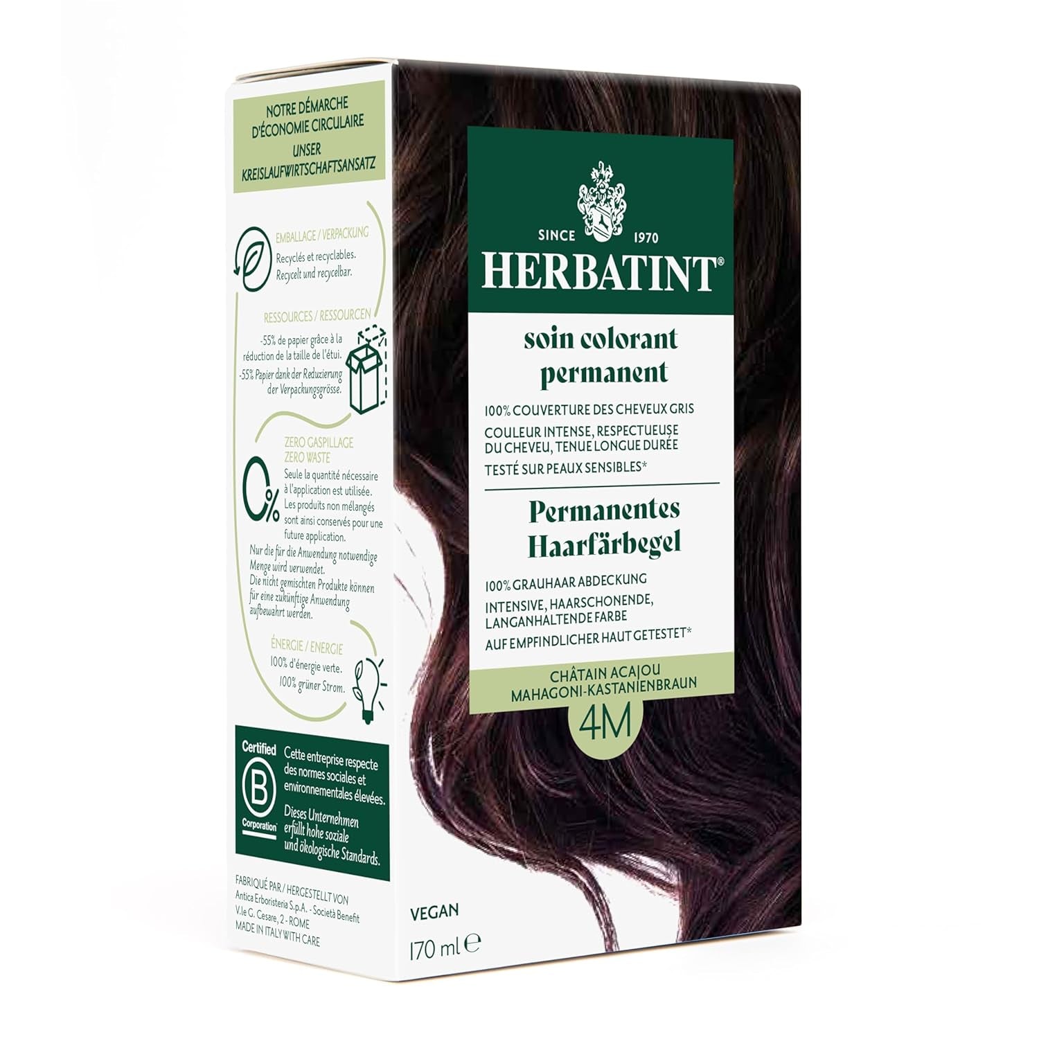 Gel pentru vopsirea permanentă a părului 6N blond închis - 170 ml I Fără amoniac, acoperire 100% a părului gri I Testat pe piele sensibilă, cu 8 extracte de plante