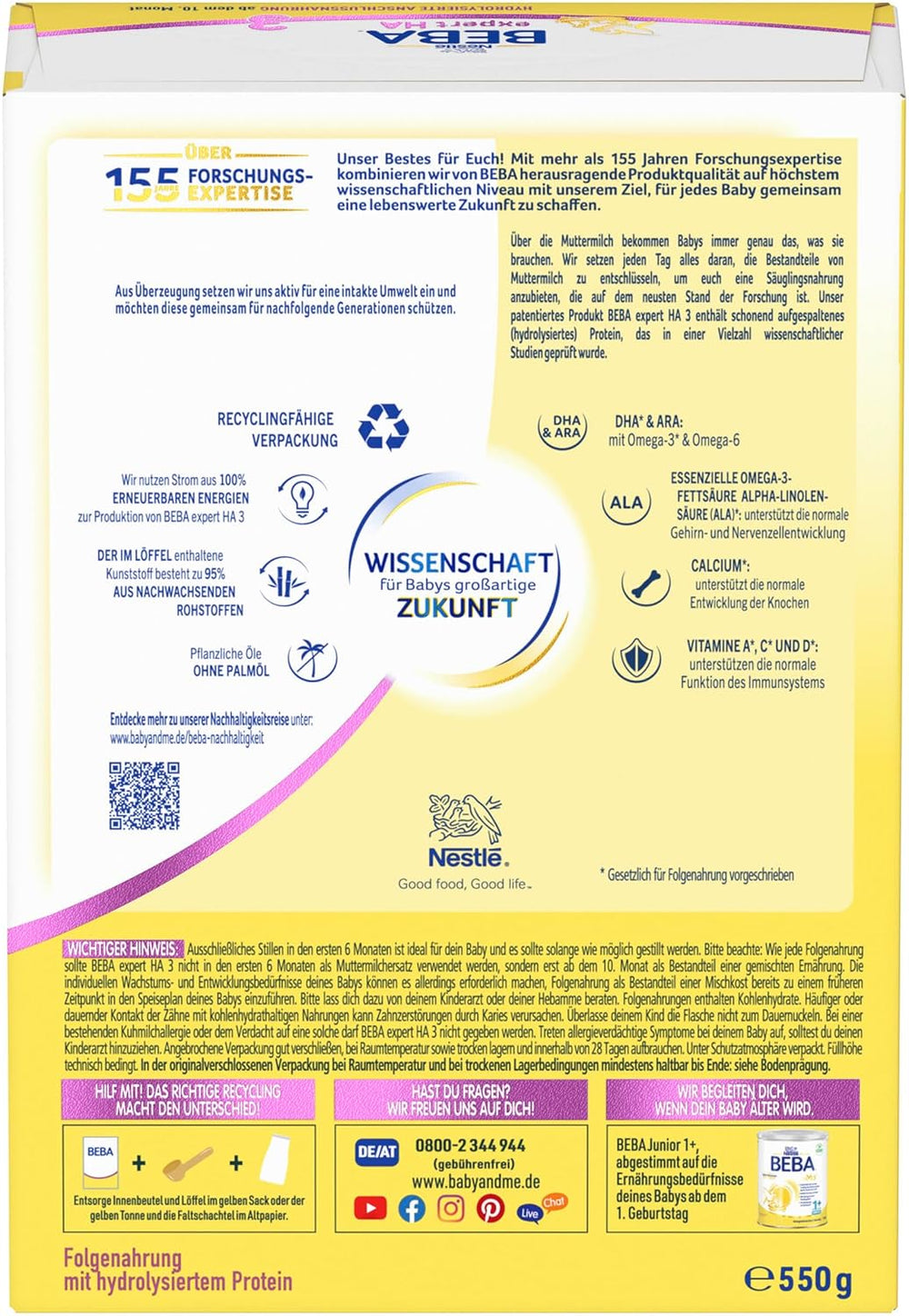 BEBA expert HA 3 Hydrolyzované pokračovací mléko, od 10 měsíců, 1 balení (1 x 550 g)