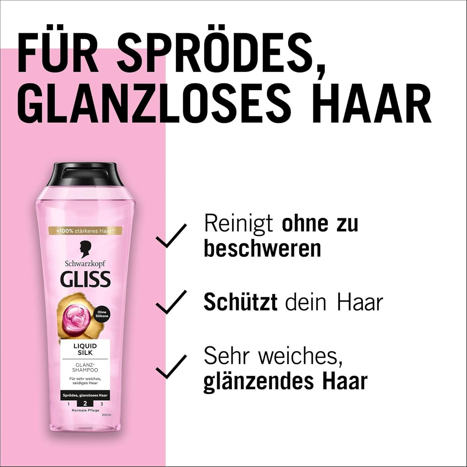 Gliss Shampoo Liquid Silk (250 ml), pro křehké a matné vlasy Sprcha a koupel Naty Shop