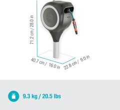Cutie pentru furtun de grădină Gardena RollUp M (albă) 20 m: Cutie pentru furtun rotativă, ghidaj integrat pentru furtun, incl. furtun de calitate Gardena de 20 m, țăruș de sol și ajutor de montare (18616-20)