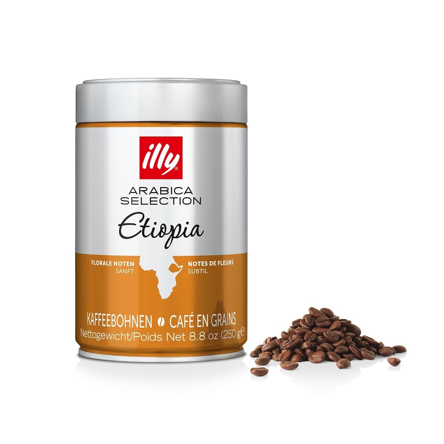 Cafea Illy, boabe de cafea Classico, prăjire clasică Cafea Naty Shop 6 x 41.67 grame Arabica Selection Etiopia