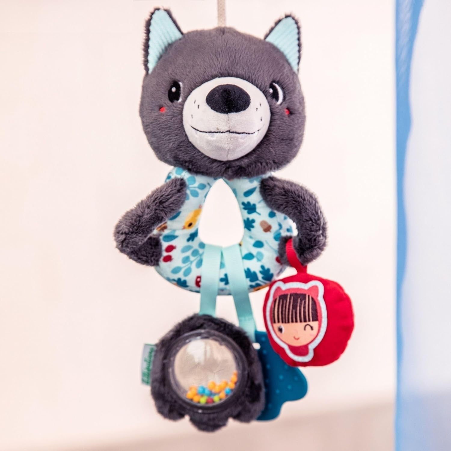 Lilliputiens - Louis Lupul inele multi-activitate - Zornăitor pentru bebeluși cu sunete, texturi și culori - Ușor de prins - Stimulează simțurile și promovează abilitățile motorii - De la 3 luni - 83505 Jucarii Bebe Naty Shop