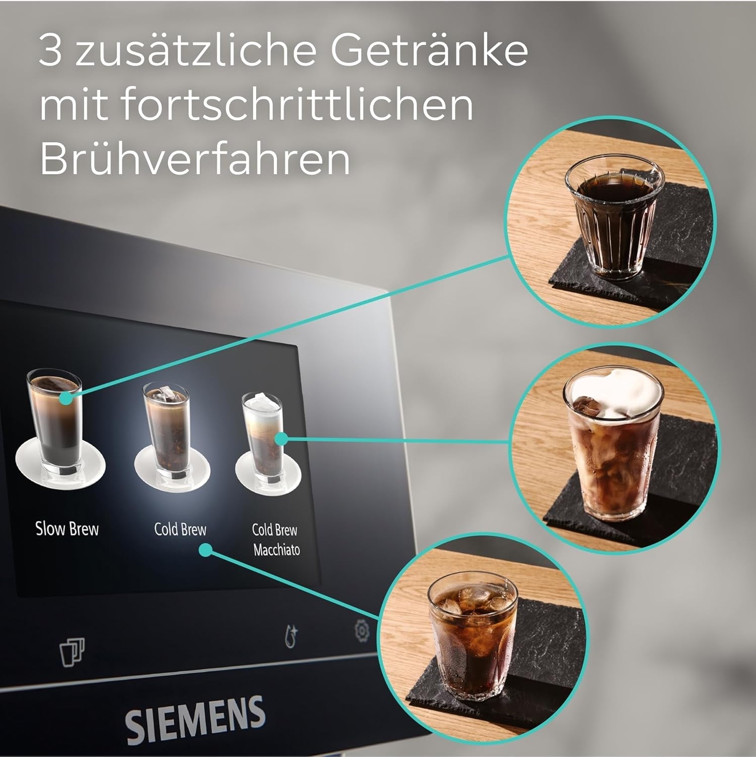Espressor automat Siemens EQ700 classic TP715D01, control prin aplicație, preparare la rece, afișaj tactil intuitiv, până la 10 creații individuale de cafea ca favorite, curățare automată cu abur, 1500 W, gri-argintiu