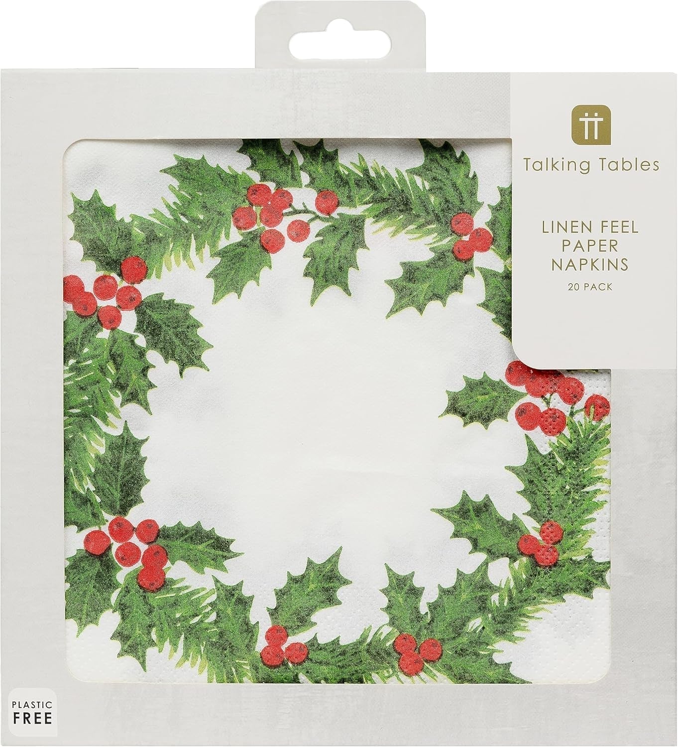 Talking Tables 20 șervețele de hârtie de Crăciun XL cu design Holly | Șervețele de lux de unică folosință | Reutilizabile | Ideale pentru Crăciun și petreceri cu cină | De înaltă calitate | 40Cm X 40Cm