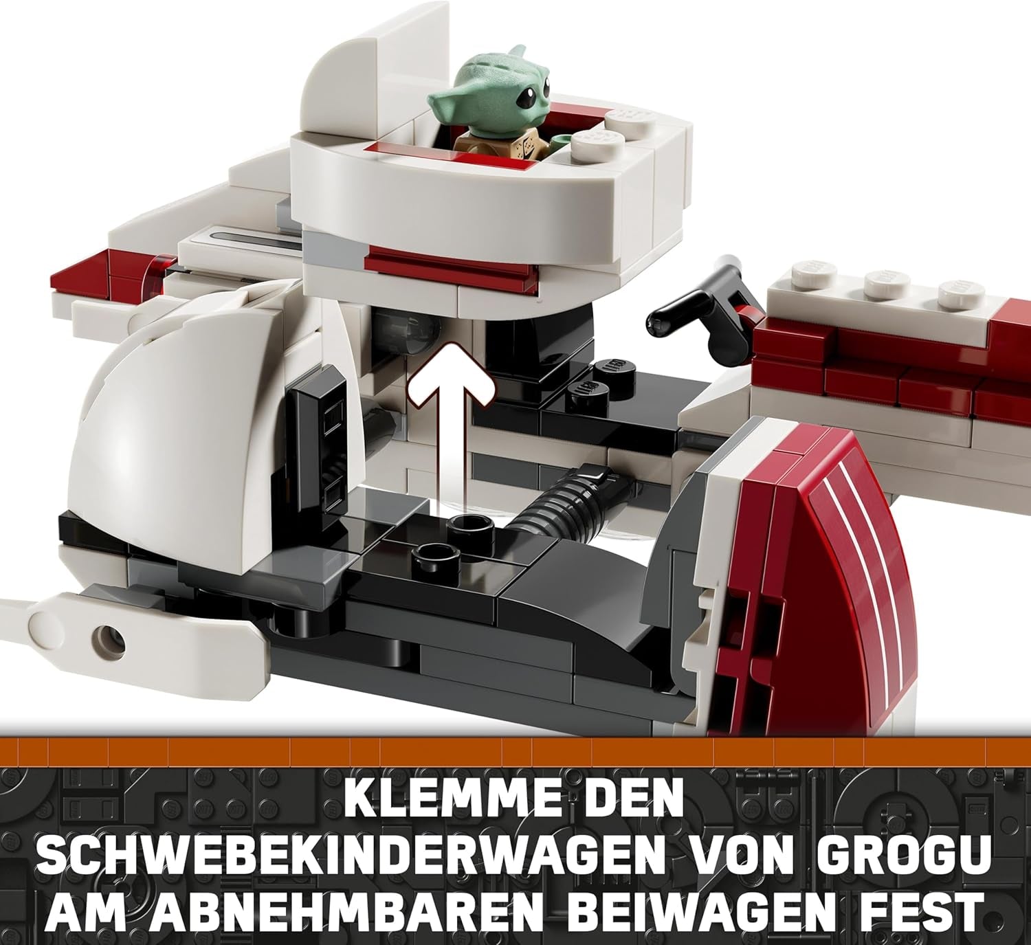 LEGO Star Wars Útěk se speederem BARC, sada Mandalorian, dětské kolo se sajdkárou, obsahuje figurky Kellerana Beqa a Grogu, dárek pro chlapce a dívky od 8 let 75378 Stavebnice Beuche den LEGO-Store