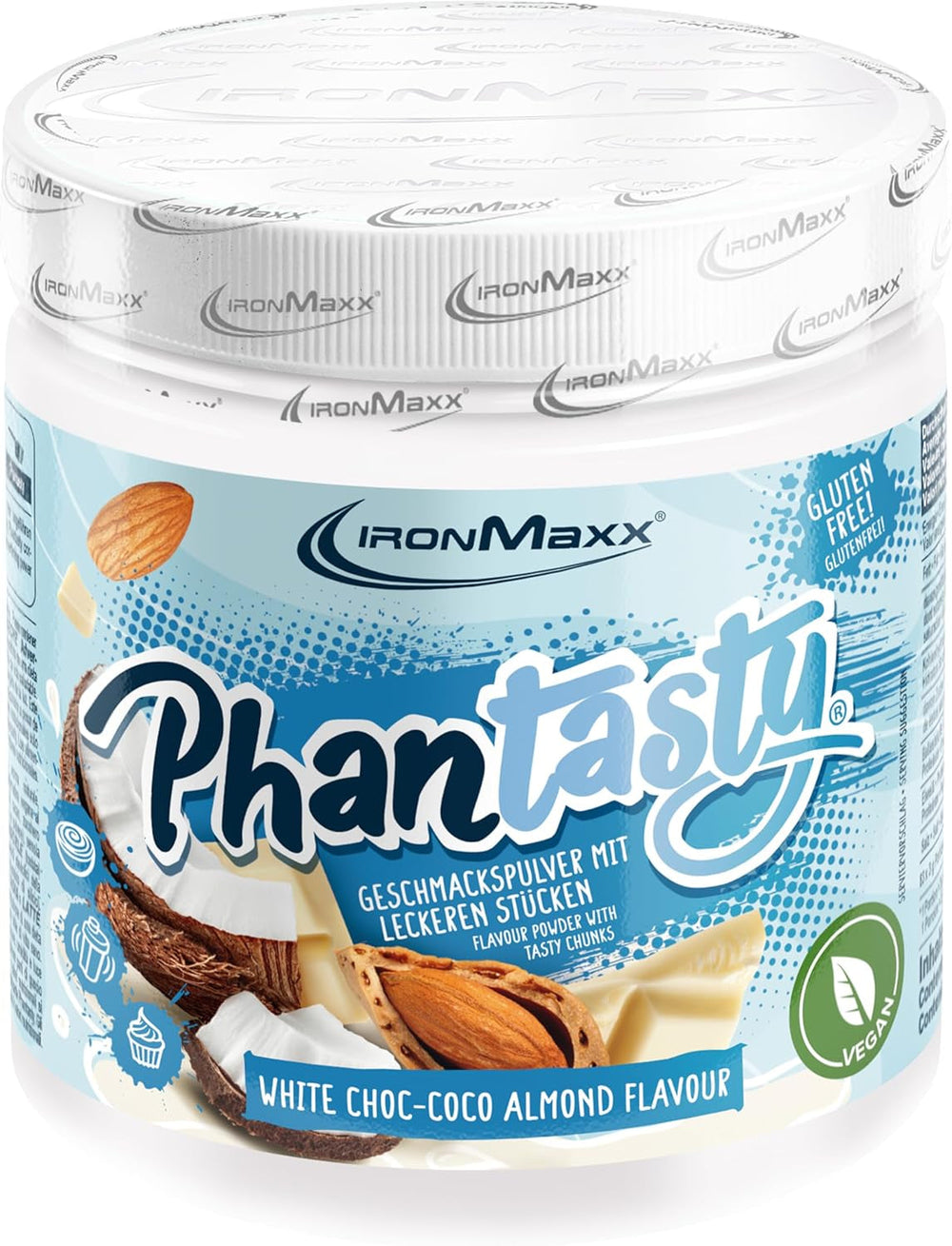 Ironmaxx Phantasty - Creamy Peach 250G Dávka | Vegan Geschmackspulver Mit Echten Frucht- Oder Nussstückchen | Perfekter Zuckerersatz sladidla Naty Shop 250 G (1Er Pack) Bílá čokoláda – Coco Mandle