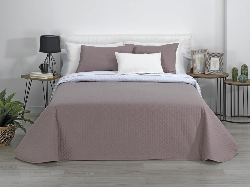 Estoralis | AVA | Cuvertură Boutique Reversibilă | Pentru Toate Anotimpurile | Culoare - Alb/Taupe | Pentru Pat 180 Cm. (270 X 270 Cm. Ancho X Alto) | Cuvertură cu matlasare Plapumi si pilote Naty Shop Titlu implicit