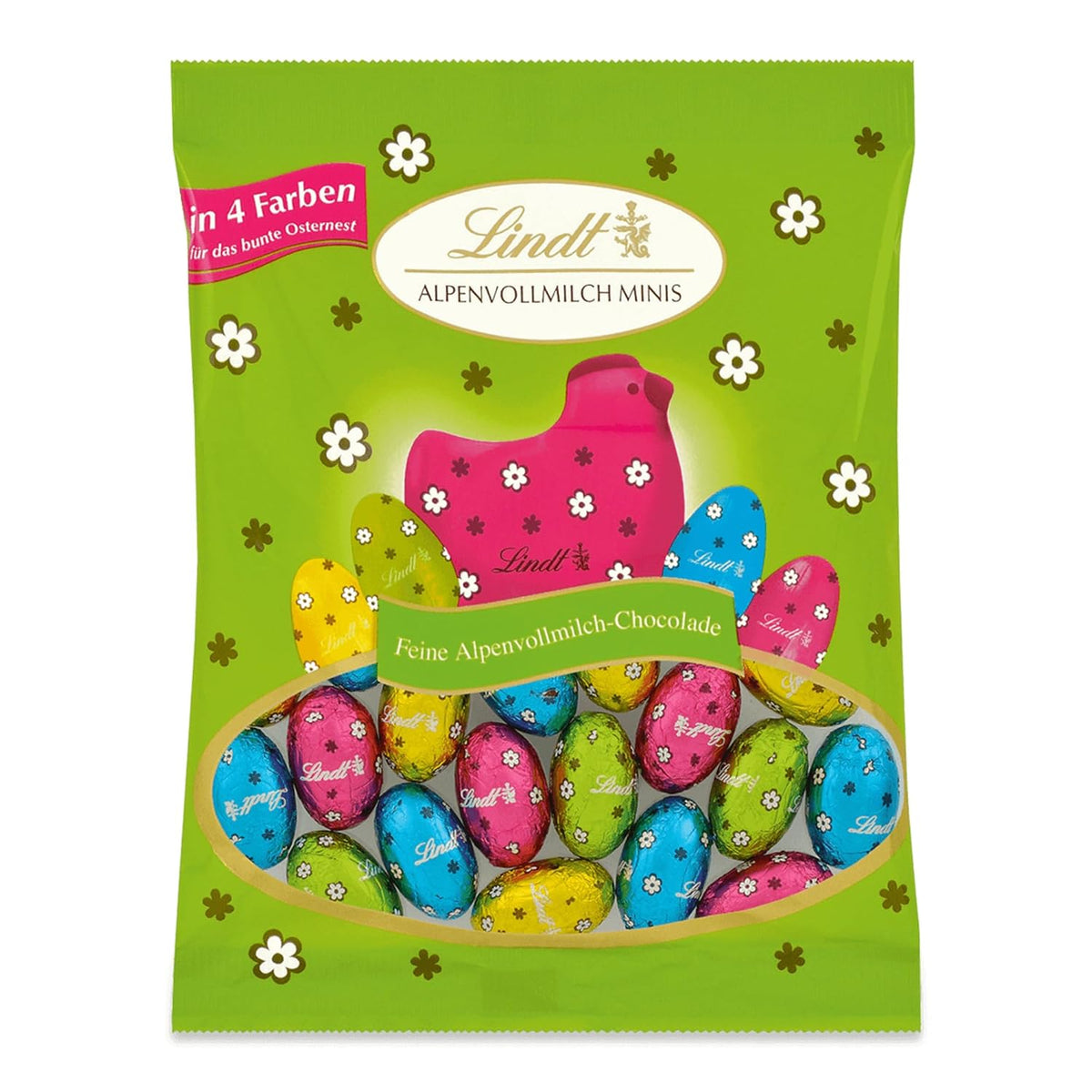 Mini Lindt mléčná čokoládová vajíčka na čokoládové ozdoby | 2 sáčky x 180g | Prémiová vajíčka z mléčné čokolády, vesele a barevně balená ve čtyřech barvách na Velikonoce | Velikonoční čokoláda | Čokoládový dárek