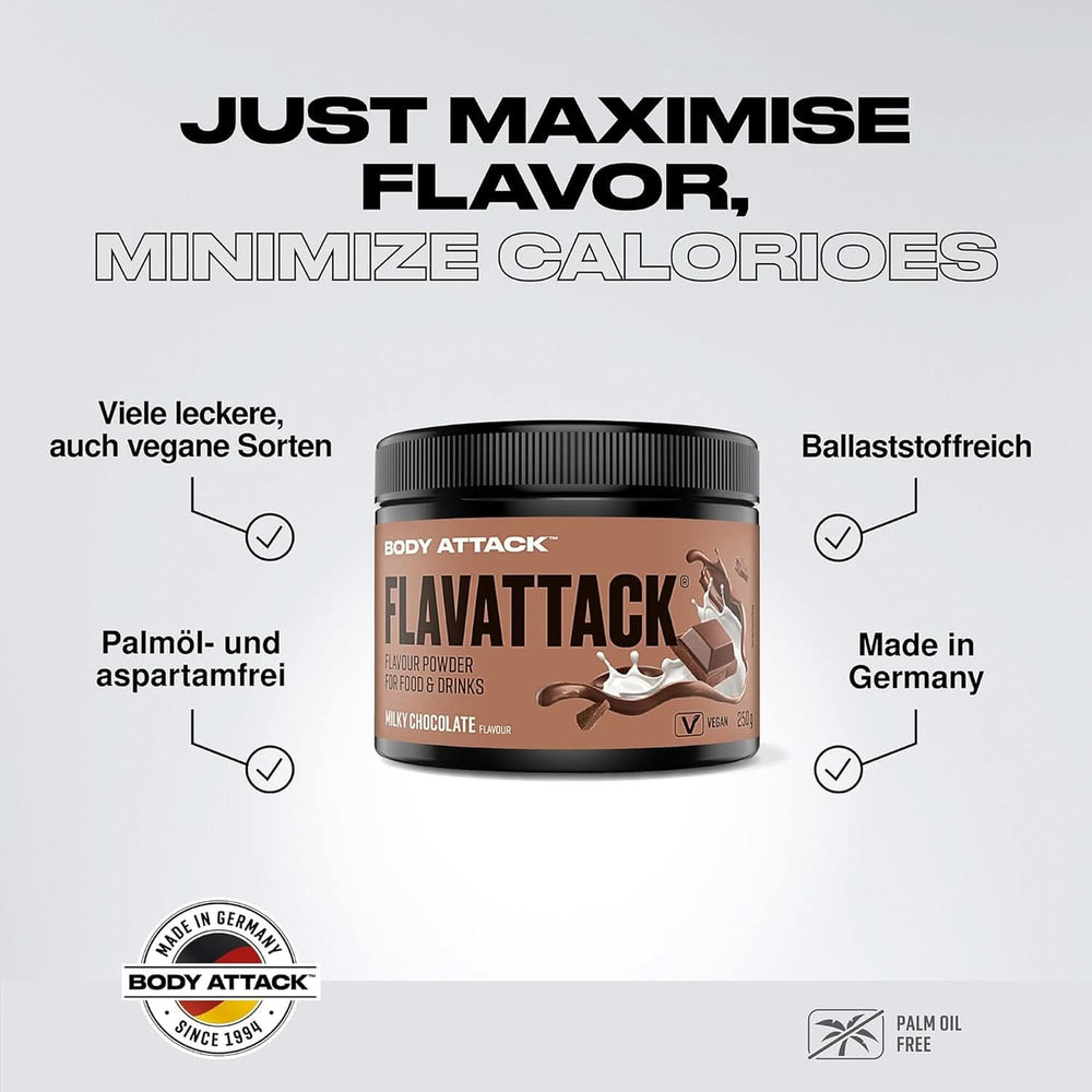 Body Attack Flavattack®, Double Choc Brownie, 250 G / 83 porcí Aromas Naty Shop