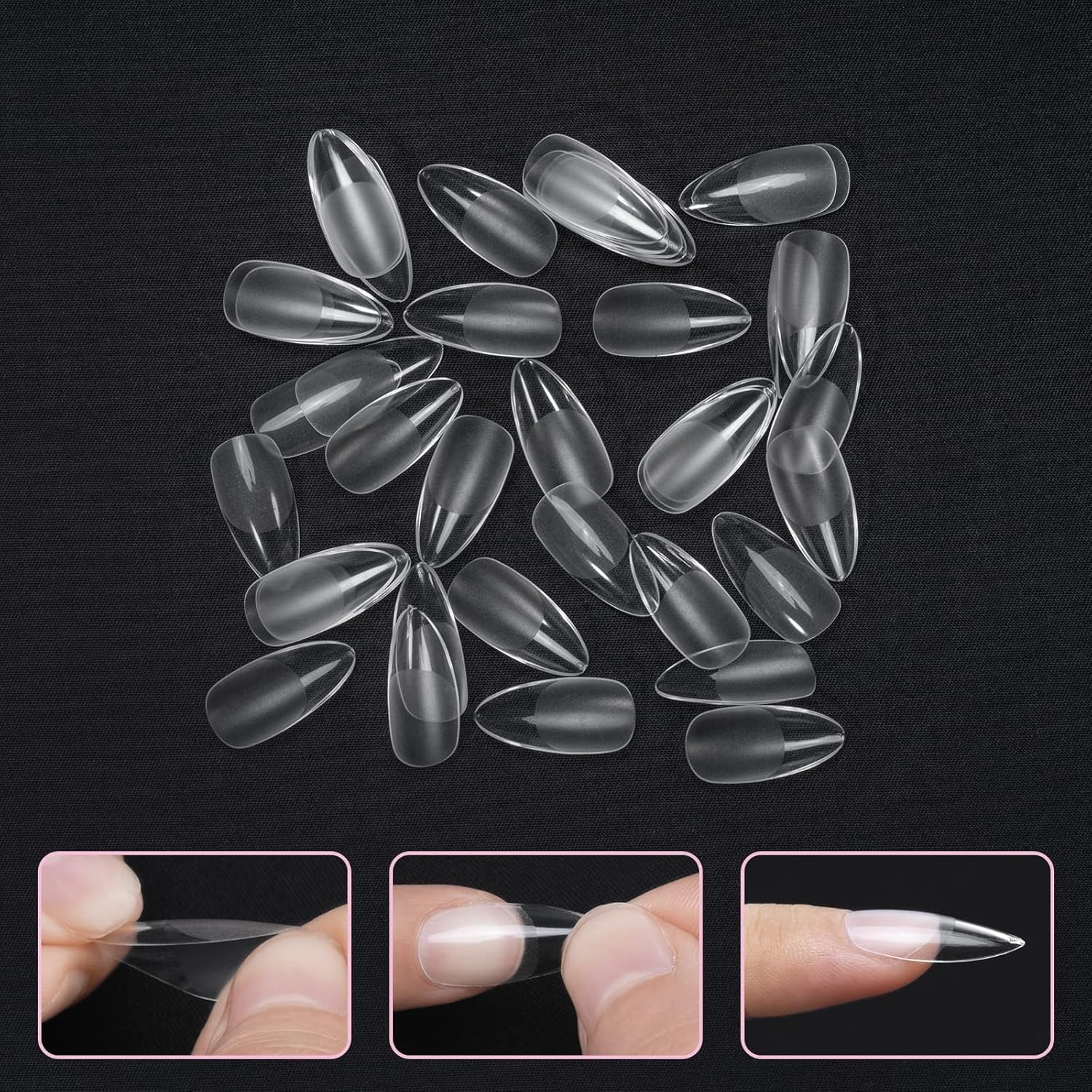 Tipuri de unghii, 500 bucăți de vârfuri de unghii false acrilice artificiale cu cutie de depozitare pentru saloane de unghii și nail art DIY acasă, 10 dimensiuni