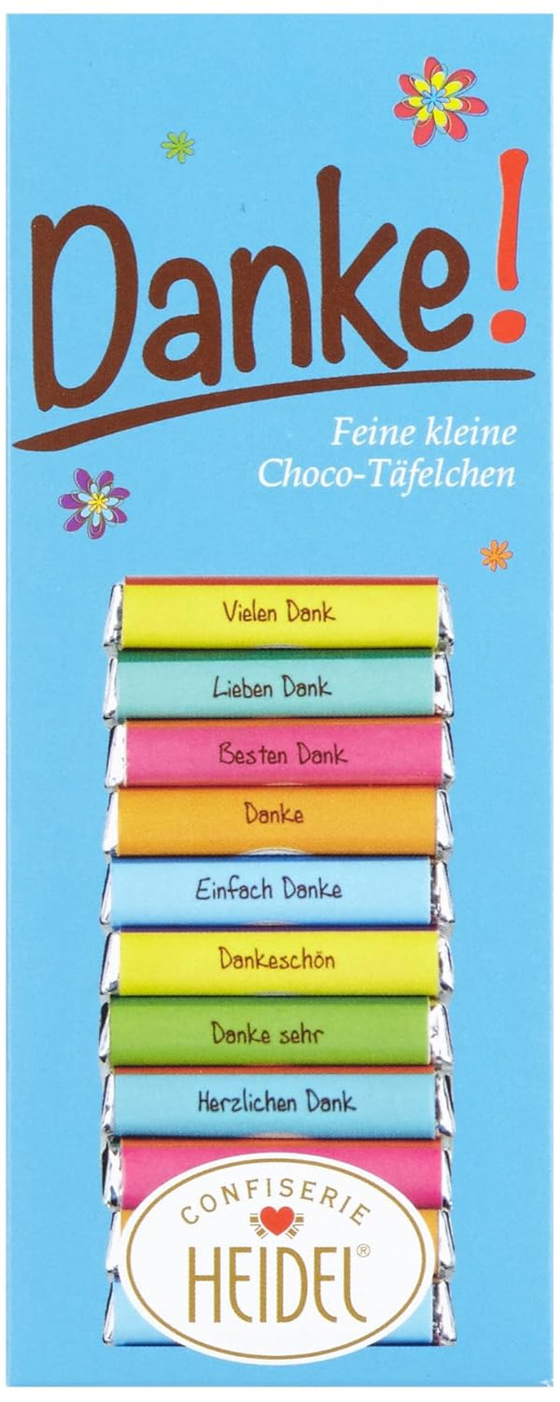 Heidel Thank You tyčinky mléčné čokolády 3x80g, 16 mini-tyčinek po 5g v balení, Různé projevy vděčnosti, Skvělý tip na dárek