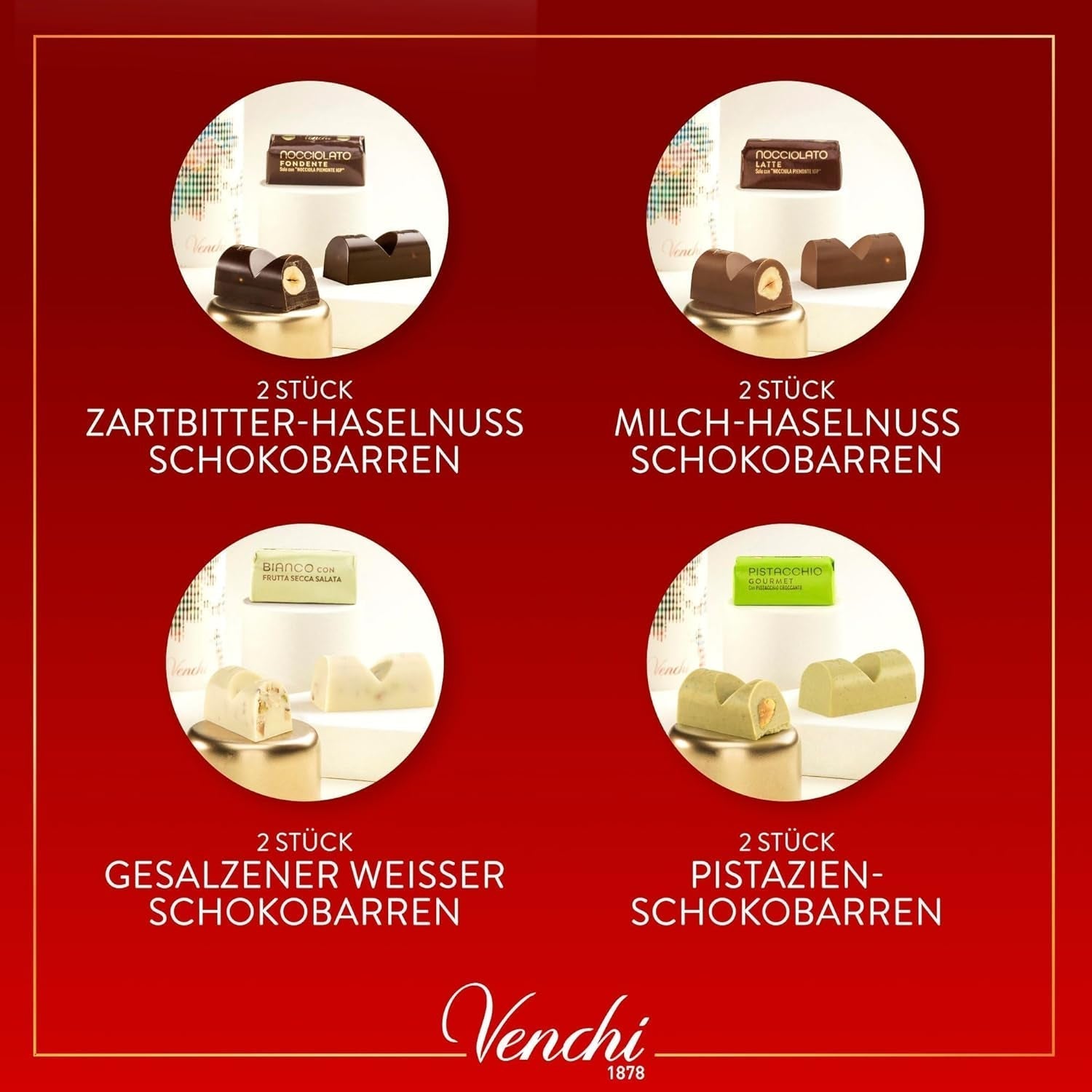 Venchi - Christmas Collection - Cutie cadou cu diverse tablete de ciocolată și ciocolată Chocoviar Bomboane de Ciocolata Naty Shop