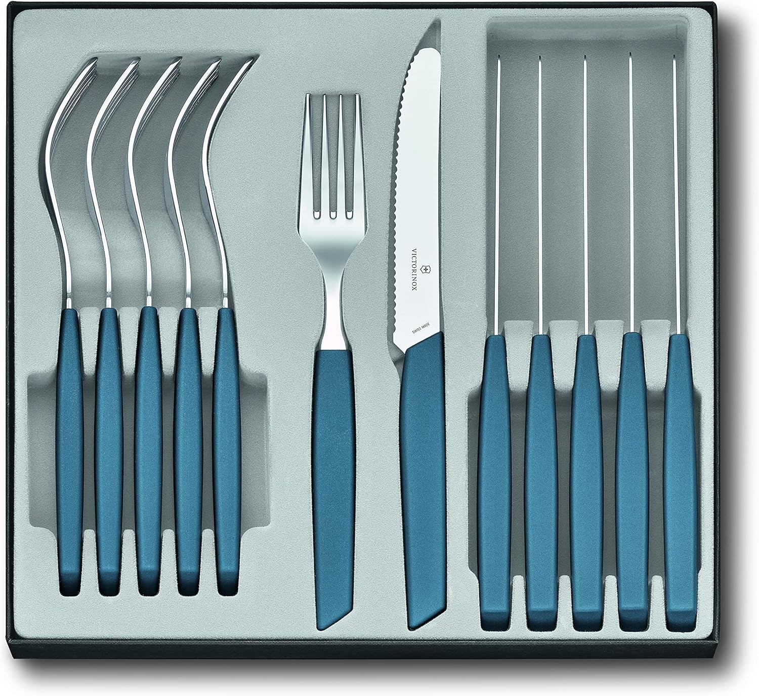 VICTORINOX Set de tacâmuri moderne elvețiene pentru 6 persoane, 12 piese Bucatarie Naty Shop Albastru