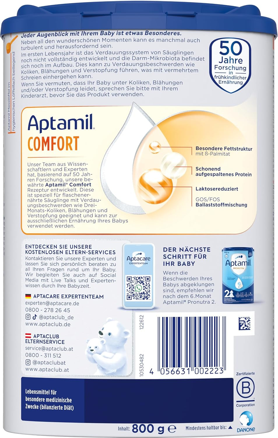 Aptamil Comfort - Speciální složení od narození - 1 x 800 g