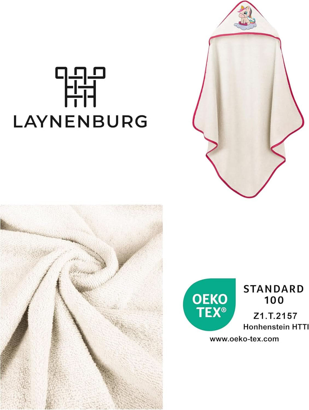 LAYNENBURG Osuška s kapucí Premium Baby, 100% bavlna - Oeko TEX, 80 x 80 cm Matka a dítě Naty Shop