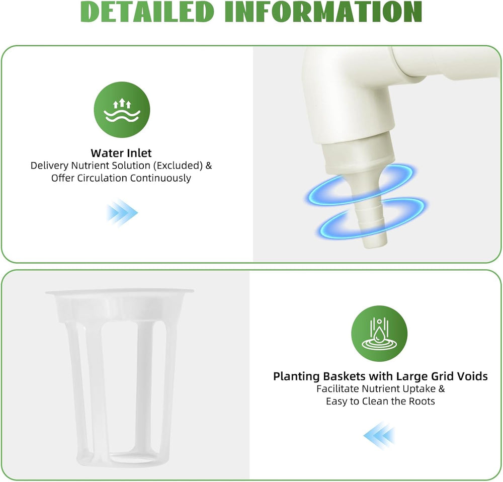Hydroponický systém, věžová sada pro hydroponické pěstování, 4patrový podstavec s 36 sázecími otvory, systémy pro pěstování rostlin bez půdy pro zahradu, kanceláře a další vnitřní a venkovní prostory