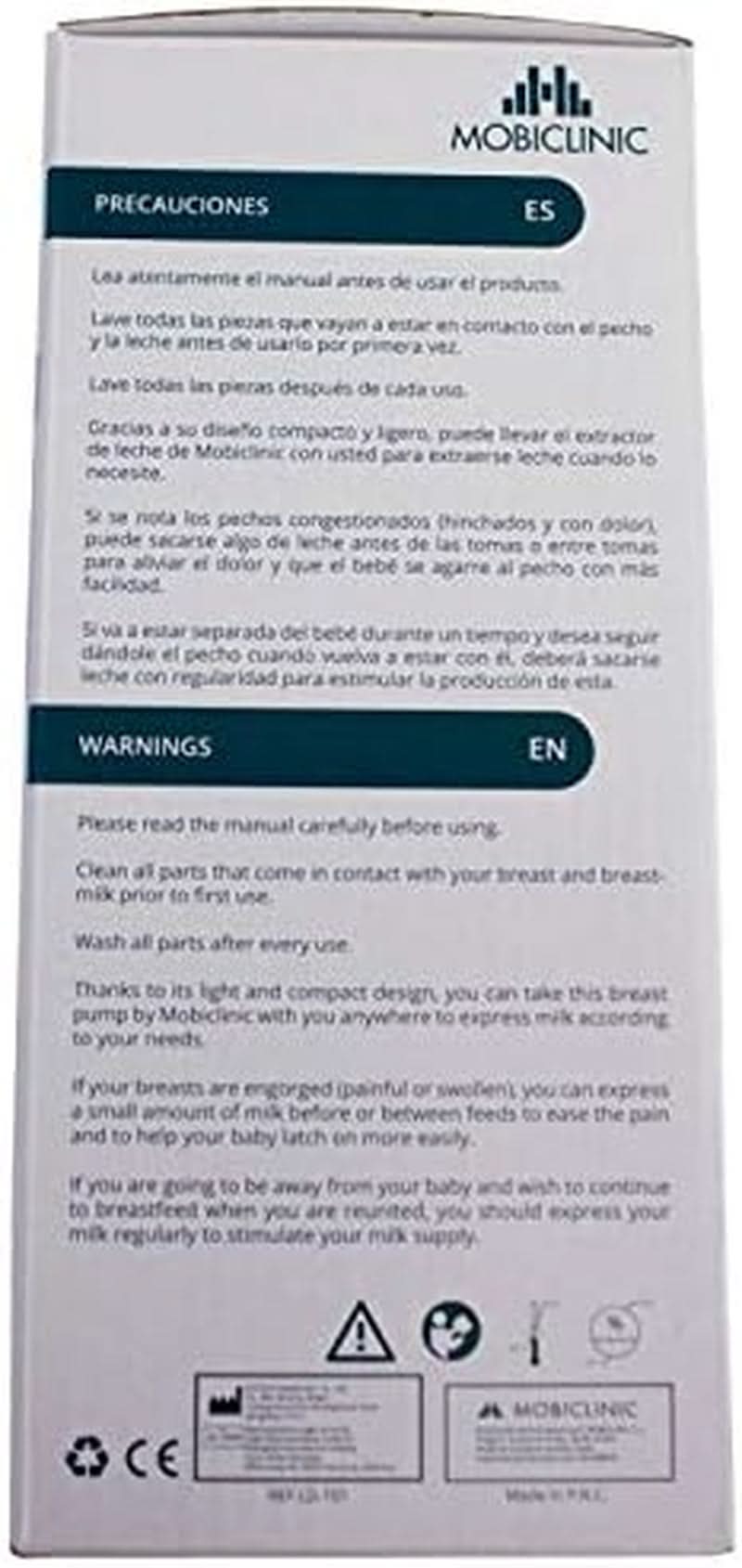 Mobiclinic ®, manuální odsávačka mateřského mléka, evropská značka, ergonomická rukojeť Příslušenství Jídlo a kojení Bebe Naty Shop