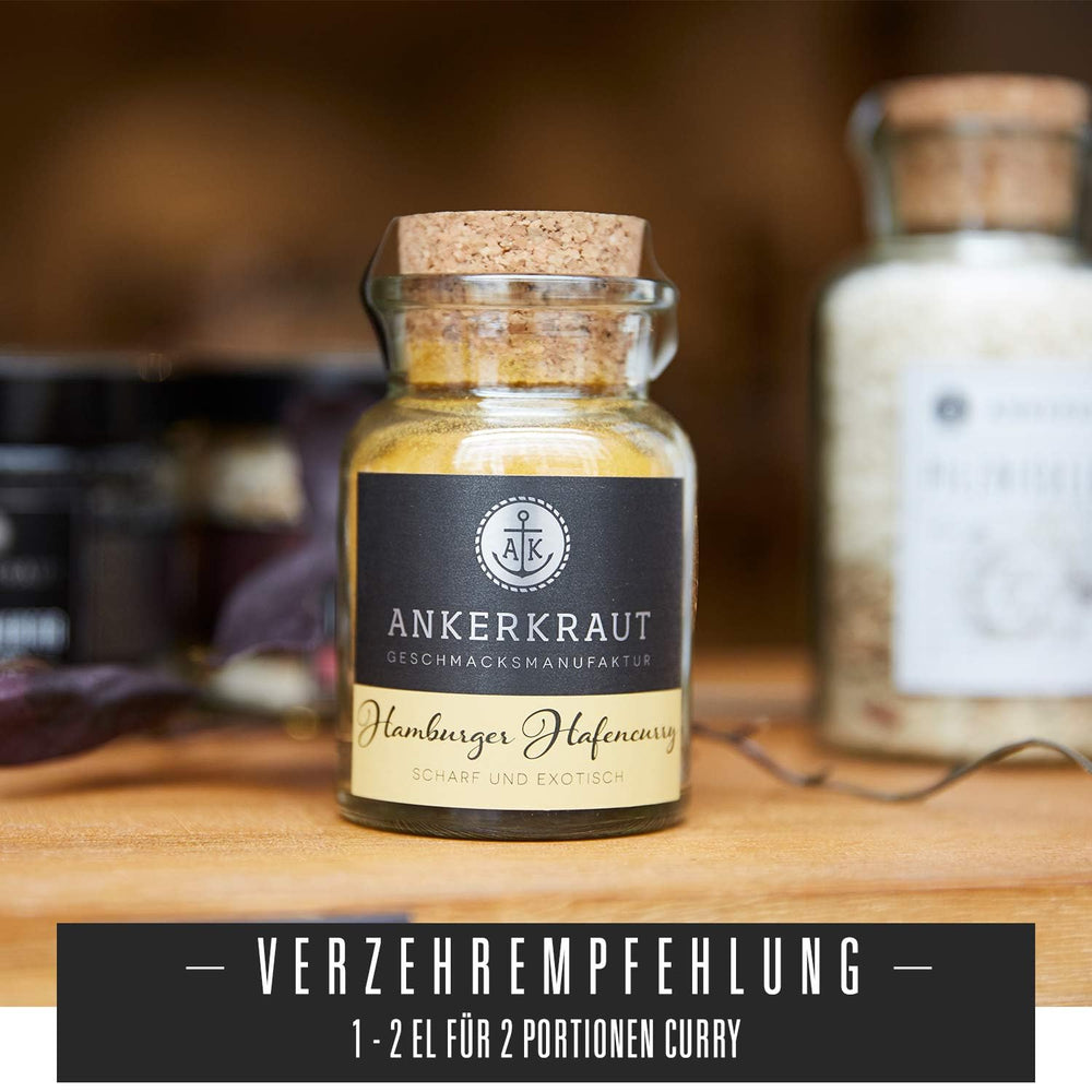 Ankerkraut Hamburger Hafencurry, Curry Gewürz ohne Salz, lecker würzen, einfach kochen, 150 g v aromadichten Beutel
