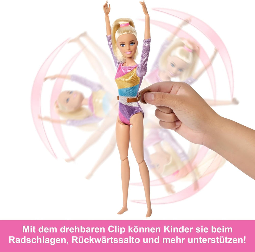 Barbie Gym Fun Playset cu bară de echilibru și peste 10 piese tematice potrivite pentru povești victorioase, HRG52 Papusi Naty Shop