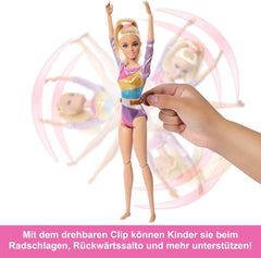 Barbie Gym Fun Playset cu bară de echilibru și peste 10 piese tematice potrivite pentru povești victorioase, HRG52 Papusi Naty Shop