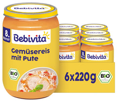 Jídla od 8 měsíců: Rýže se zeleninou a jemným krůtím masem, 220g, balení 6 ks (6x220g)