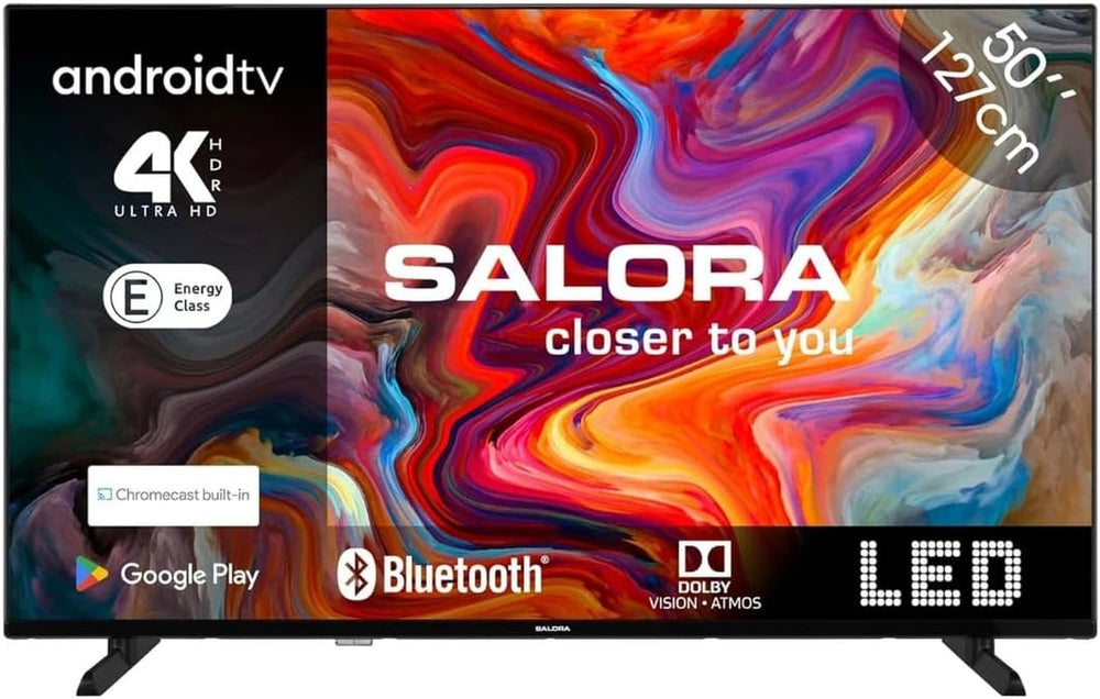 SALORA FOD43FV – Televizor de 43 de inci – Smart TV cu ecran Full HD, Android TV, sistem de operare Vidaa, tuner triplu DVB-T2/S2, WLAN, Ethernet, 3x HDMI, design fără ramă pentru un stil de viață modern
