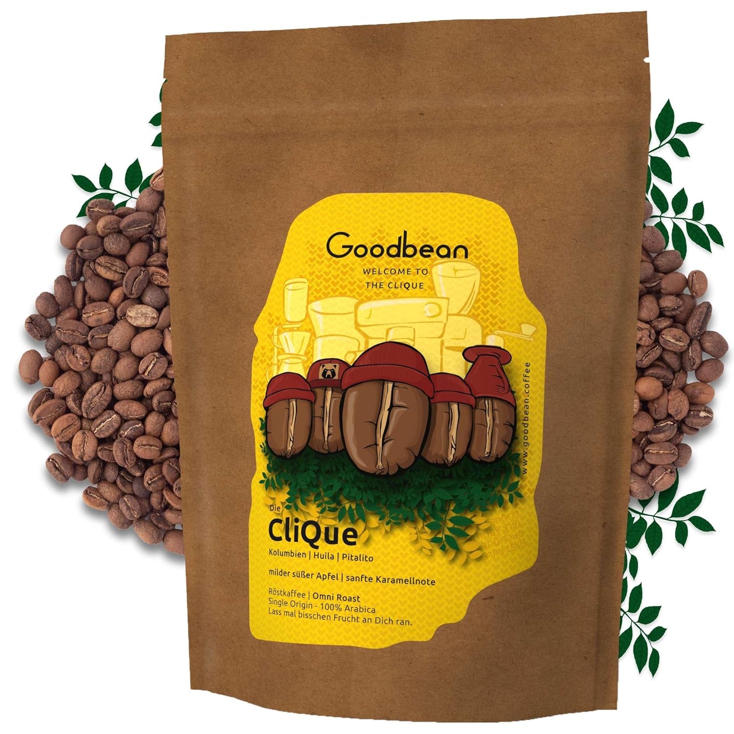 Die Clique | Kaffee | Omni Roast - 100% Arabica | Filterkaffee/spritziger Espresso | ganze Bohne (500g)