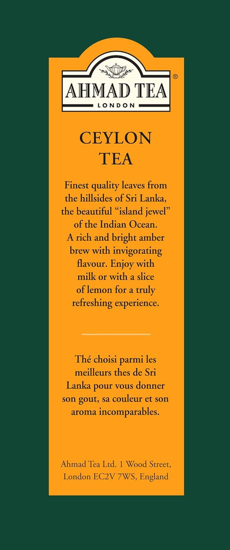 Ahmad Tea - Ceylon - Ceai negru din Sri Lanka, frunze de ceai mai mari, vrac - 500G