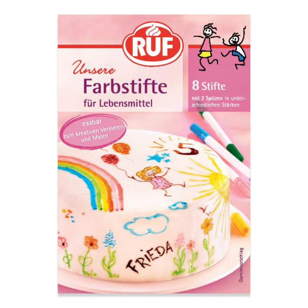 Pixuri colorante alimentare RUF, set de 8 pixuri colorante alimentare sigure pentru pictat și scris pe fondant și altele asemenea, pixuri cu zahăr cu 2 vârfuri fiecare