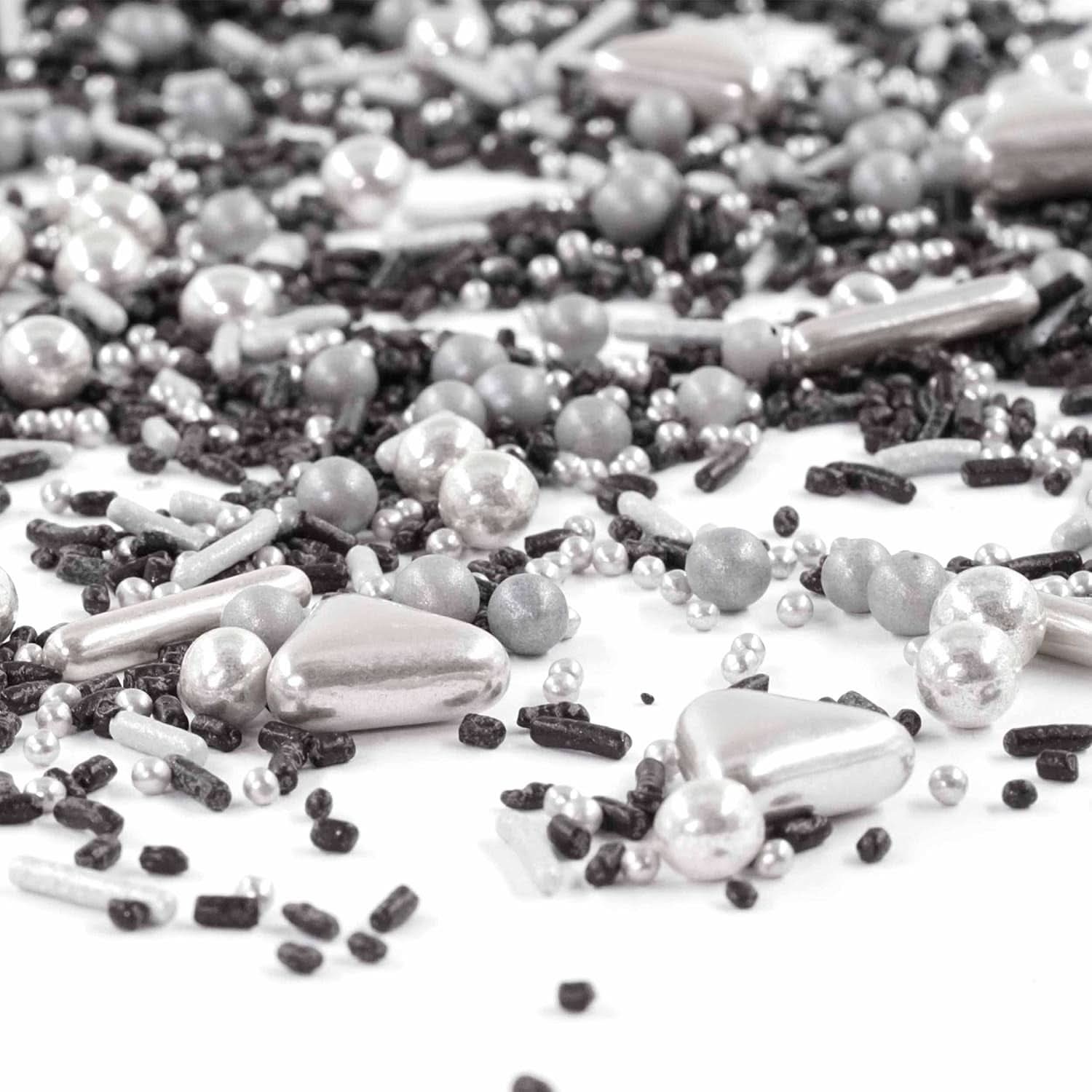 Streusel Glück Black Beauty, Mix Sprinkles Silver - Black, 90 gramů Sprinkles Naty Shop