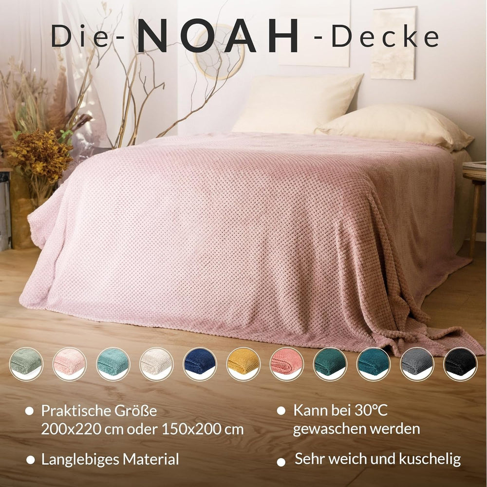 Přehoz HOMLA Noah 220 X 240 Cm - přehoz pohovka pohodlná přikrývka - heboučká a měkká - šedý polyester Postele a přikrývky Besuche den HOMLA-Store