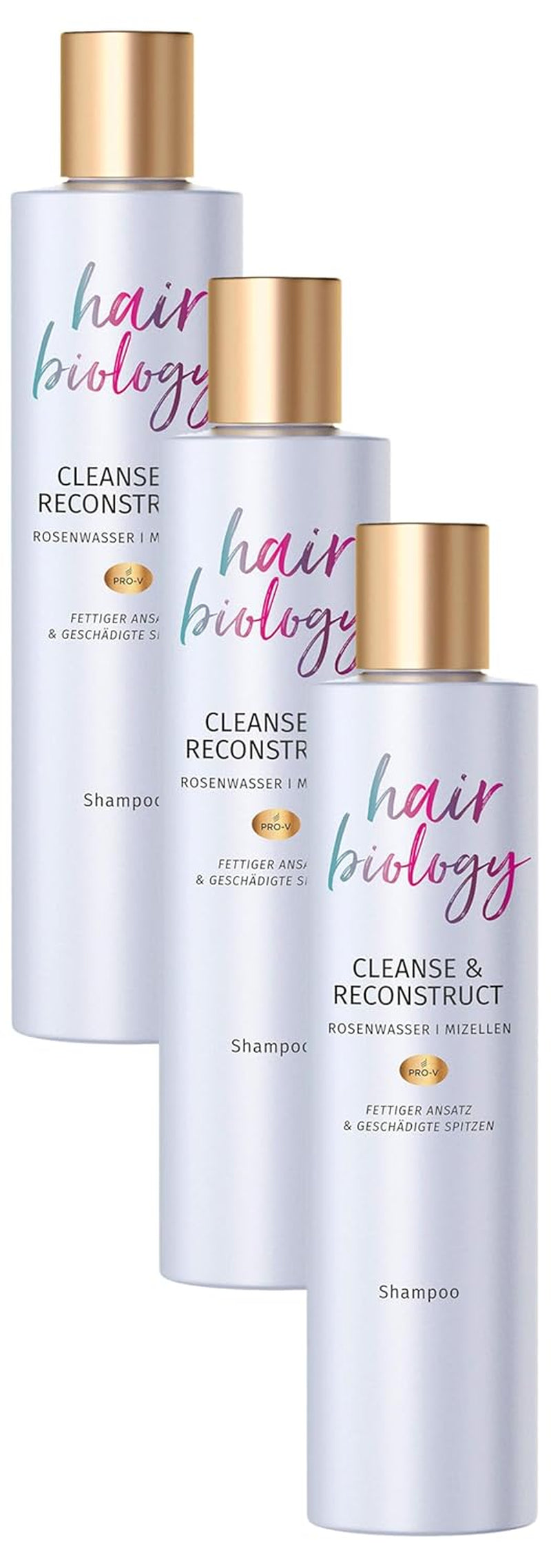 Hair Biology Cleanse & Reconstruct Shampoo, Pentru rădăcini grase și vârfuri deteriorate, 250 ml Duș și baie Naty Shop 3 x 250 ml Sampon