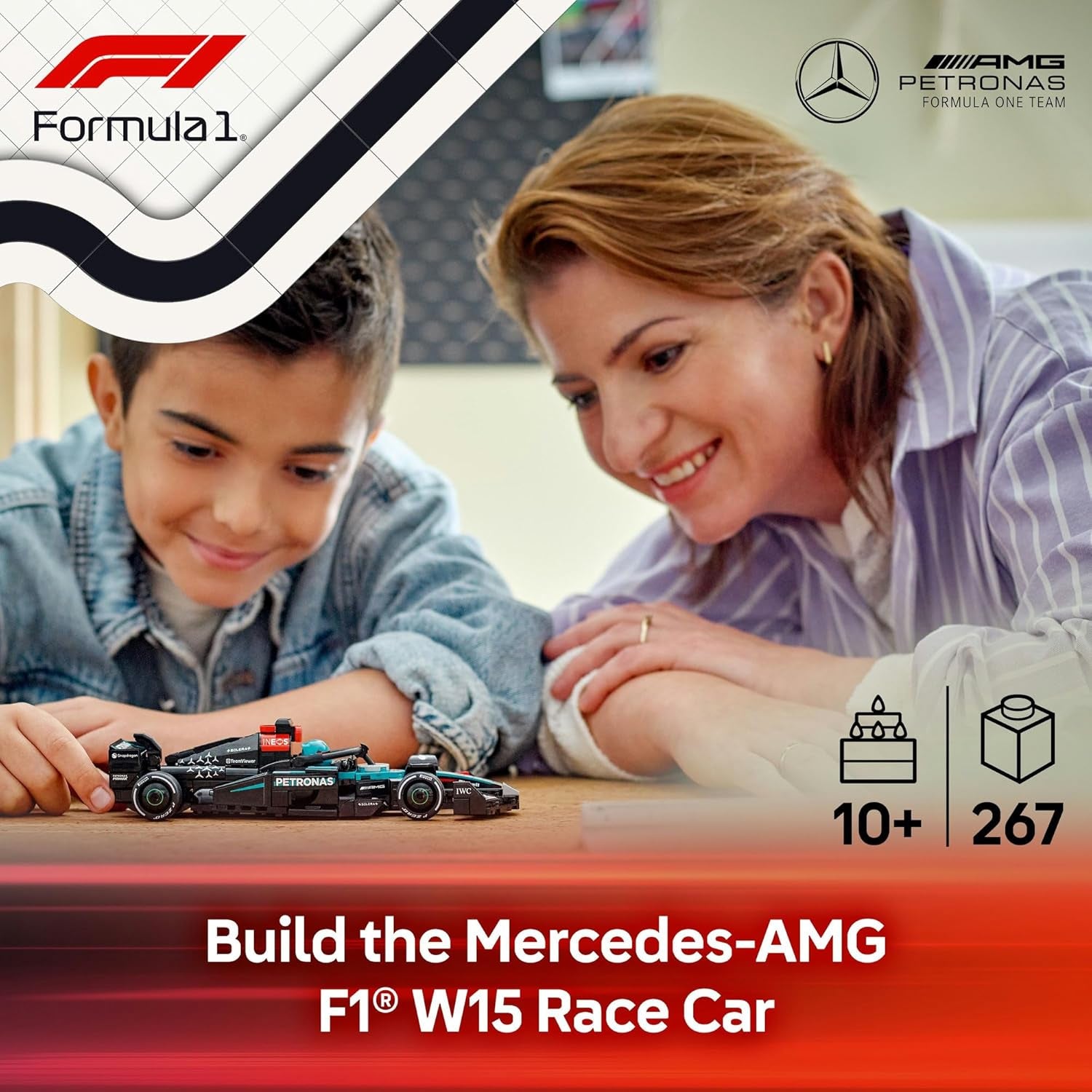 LEGO Speed Champions Mercedes-Amg F1 W15 Závodní auto - Minifigurka Formule 1 - Sběratelský a sestavitelný model auta - Dárek pro chlapce a dívky od 10 let nebo dospělé fanoušky 77244 Stavebnice Besuche den LEGO-Store
