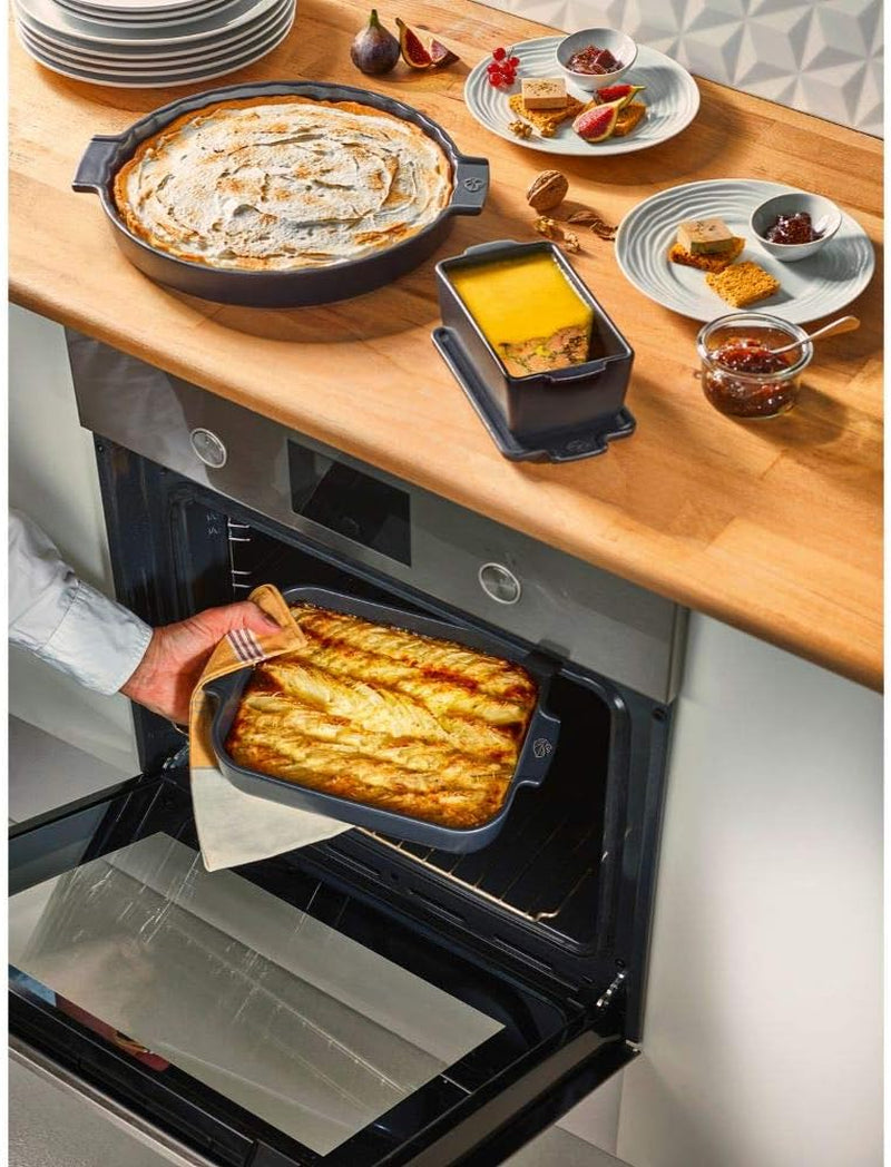 Peugeot Appolia Rechteckige Auflaufform Mit Griffen, Keramik, Schiefer / Grau, 8,3X40,5X27,2 Cm, Fassungsvermögen: Ca. 4 L, 60022 Formy a plechy na pečení Naty Shop