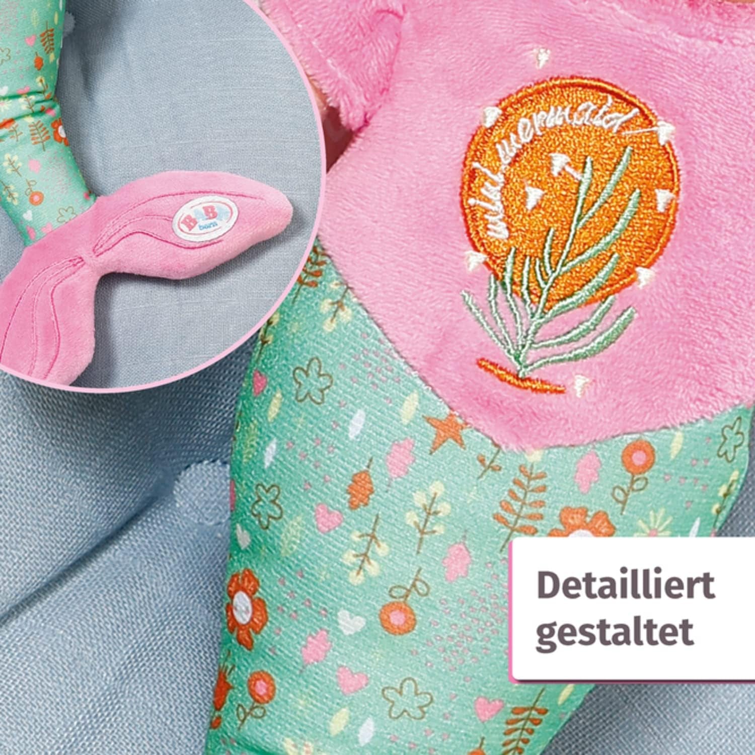 BABY born Sirenă pentru bebeluși, păpușă moale lavabilă, păpușă sirenă cu cap moale din vinil, 33 cm înălțime, 832288 Zapf Creation