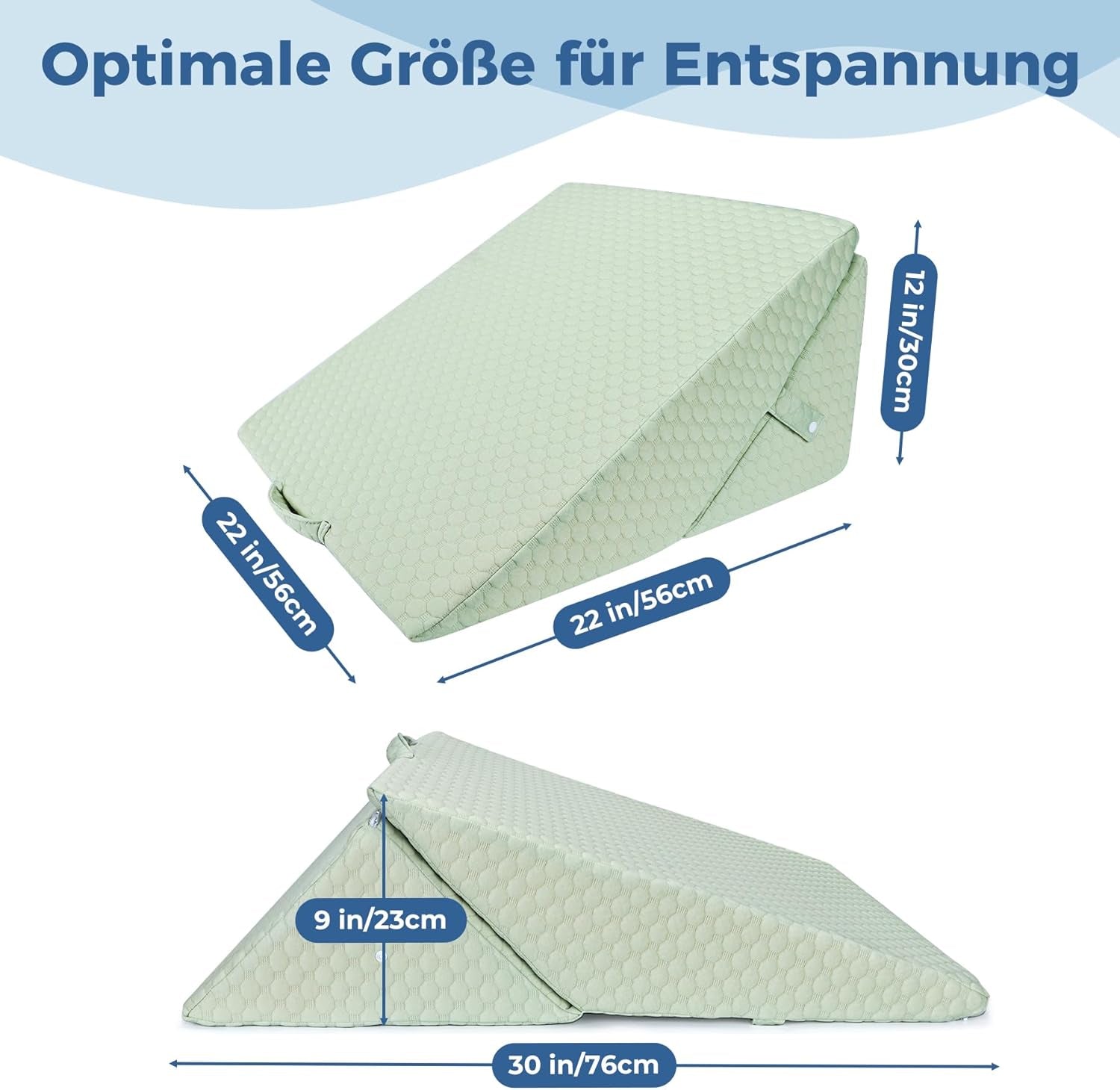INFANZIA Pernă cu pană reglabilă, pernă de citit din spumă de înaltă densitate pentru pat și canapea, pernă ergonomică pentru cap cu pană de pat pentru apnee de reflux în somn, pernă pentru picioare/pernă pentru spate pentru joacă și citit (verde)