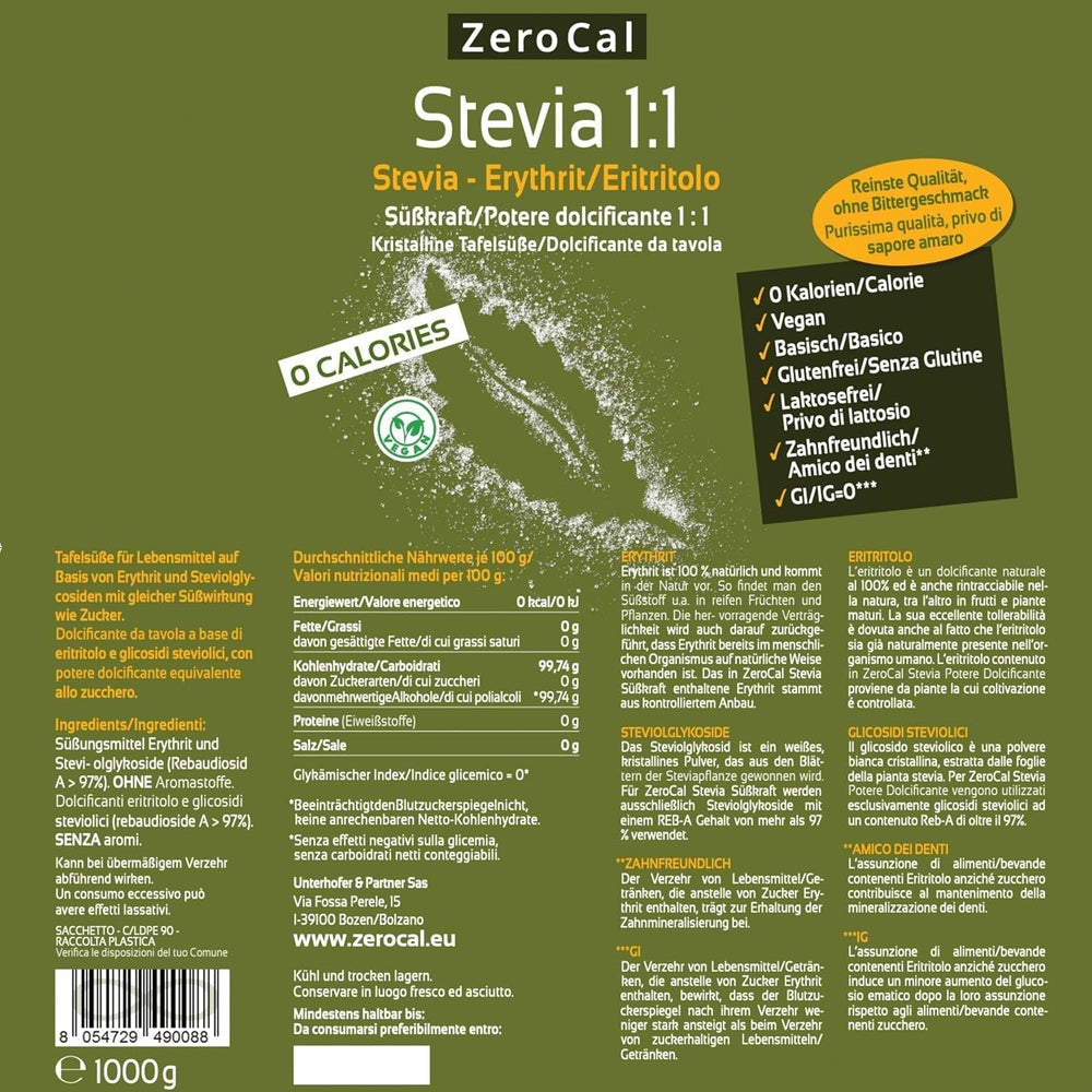 Stévie 1:1 (Erythrit - Stevia) - Natürlicher Zuckerersatzstoff, 1000 G sladidla Naty Shop