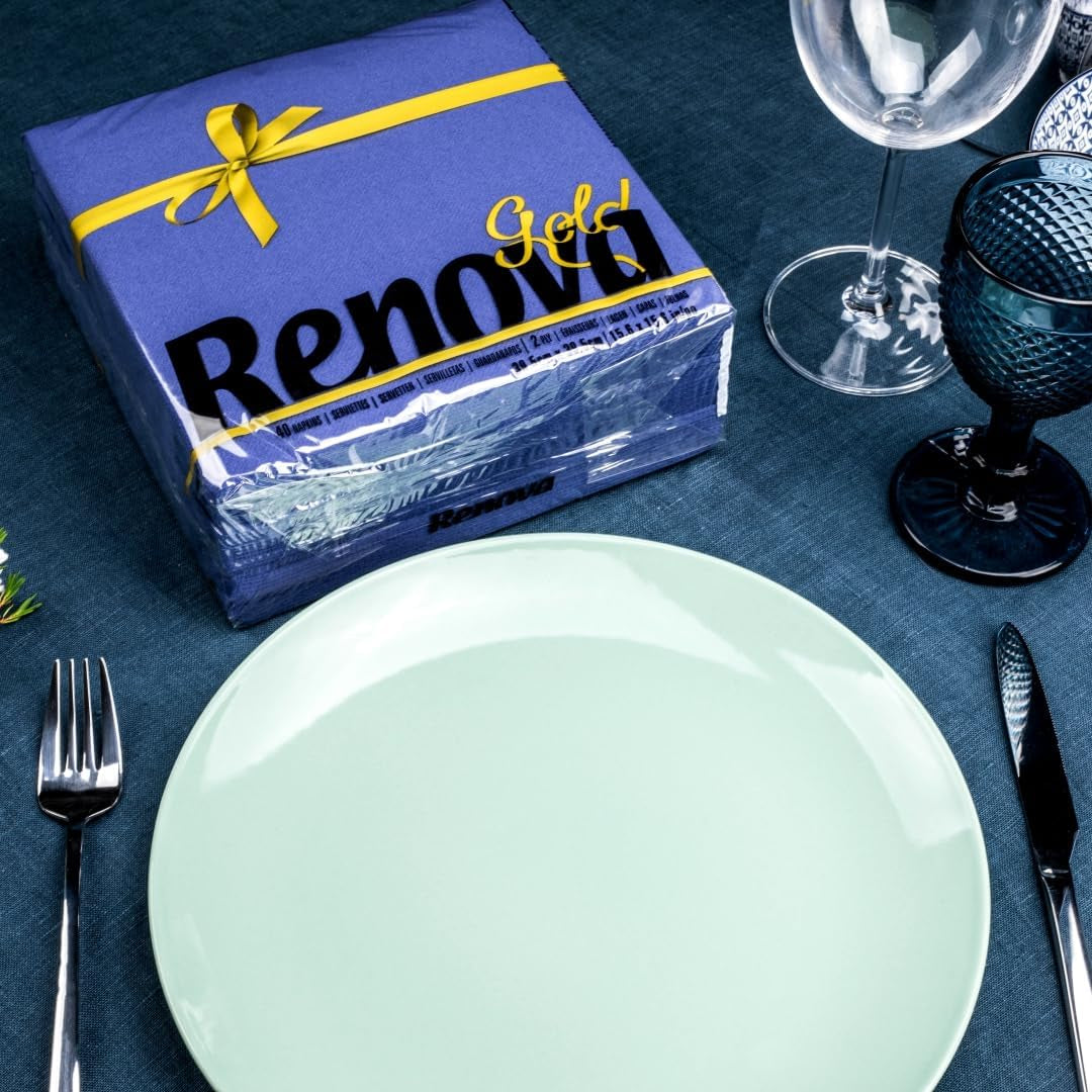 Șervețele de hârtie Renova, albastru auriu - 40 de șervețele