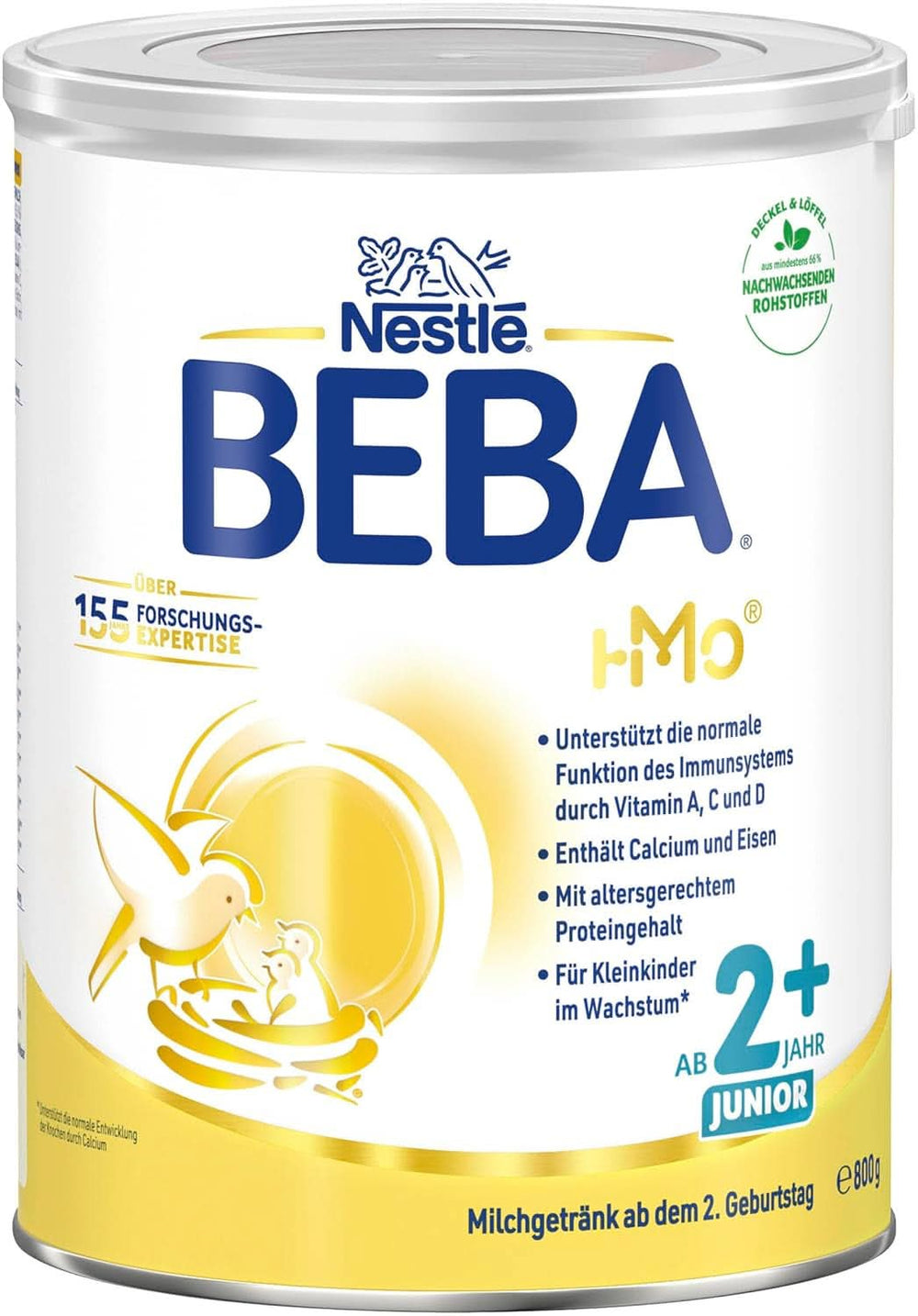 BEBA Junior 2+ 2. narozeninový mléčný nápoj, HMO 2'-FL dětská výživa, pouze laktóza, bez palmového oleje, balení 6 (6 x 800 g) Mother and Baby Naty Shop