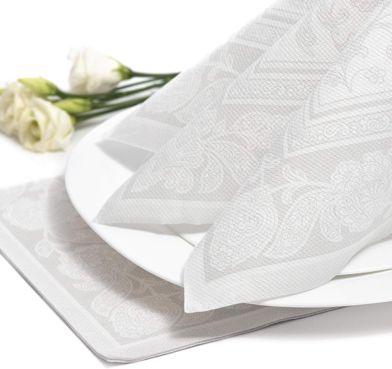 Papstar 11682 50 șervețele "Royal Collection" 1/4 pliere 40 X 40 cm "Ornamente", alb