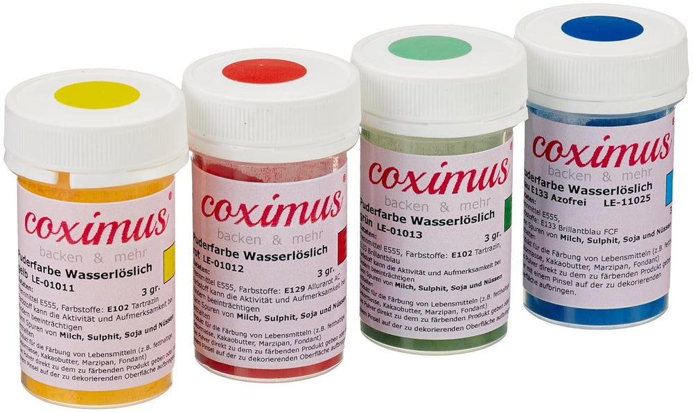 Set vopsea pulbere galbenă, roșie, verde, albastră 4 x 3g