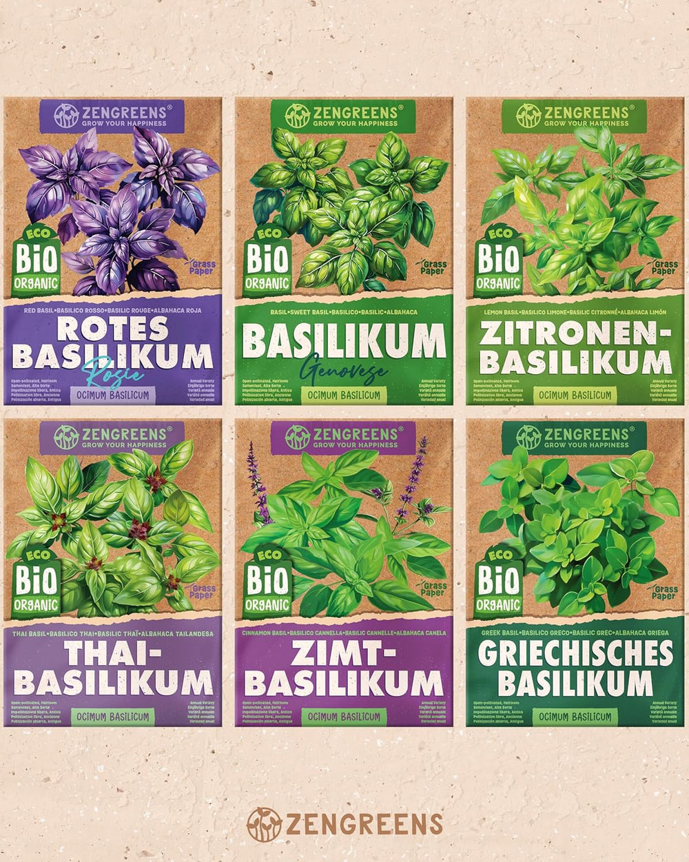 Bio semínka bazalky v sadě 6 - 6 semínek bazalky pro snadné pěstování na zahradě, na balkóně nebo na vyvýšeném záhonu - Semena rostlin - Sazenice