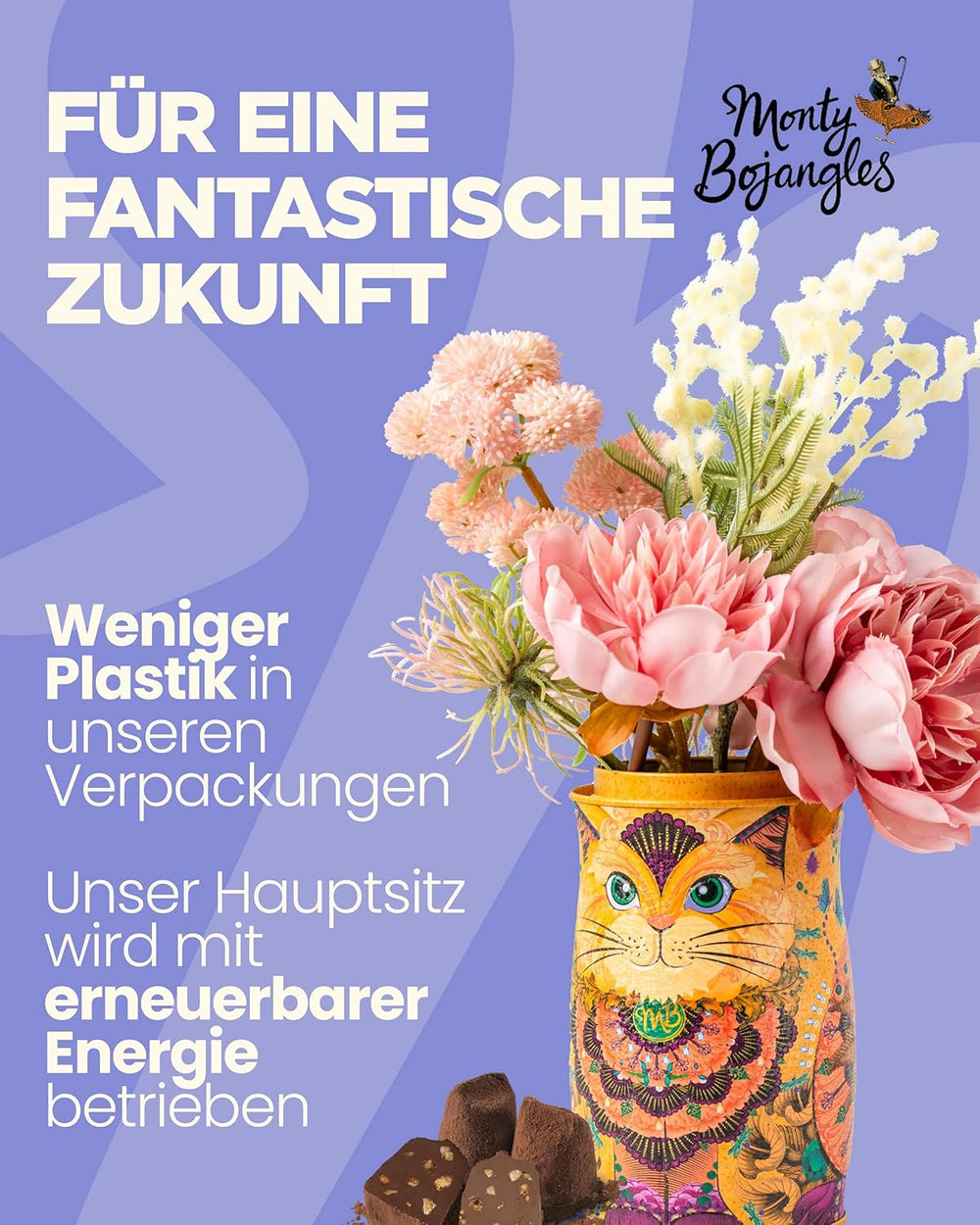 Monty Bojangles Zlaté čokoládové lanýže Savanna (135 g) Kakaový prášek Pralinky Dárková sada v individuální sběratelské krabičce s kočičím designem Flutter Scotch Flavor