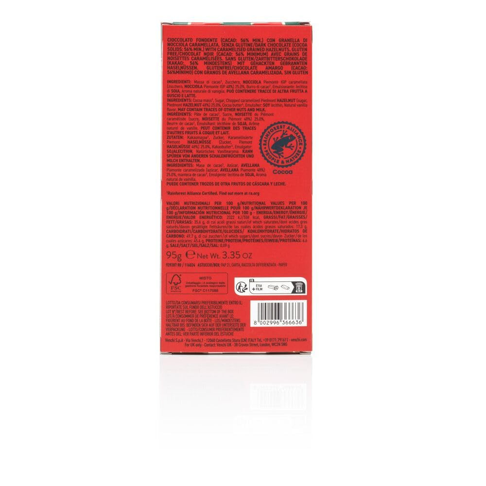 Venchi mléčná čokoláda s celými lískovými oříšky CHZO Piemont lesní, 100g - bez lepku