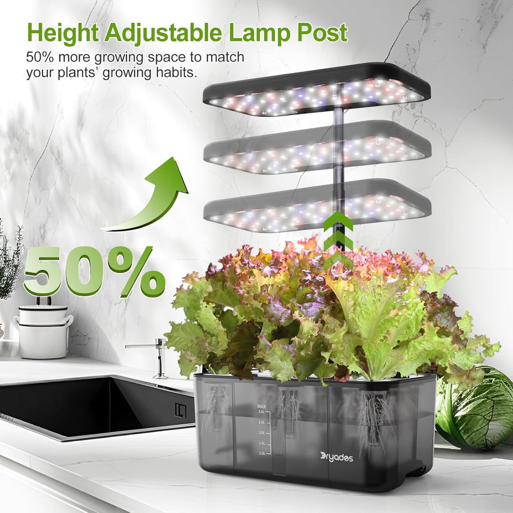 Hydroponic Grow System: 8 kapslí, 24W Full Spectrum LED Lamp s upozorněním na nízkou hladinu vody | Vnitřní zahrada pro kuchyň, obývací pokoj, školu | Tip na dárek pro amatérské zahradníky