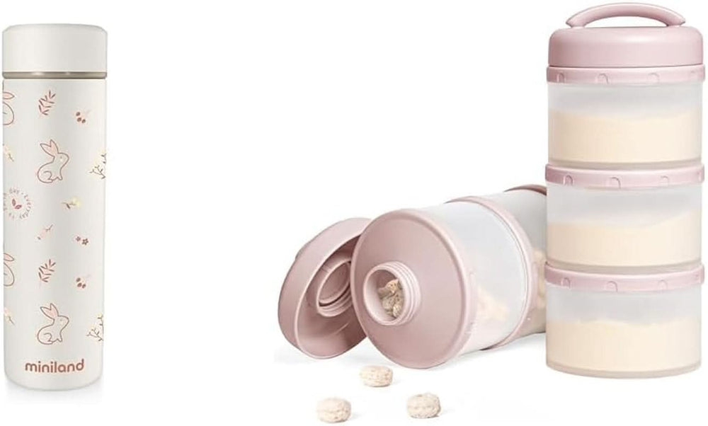 Miniland NATUR THERMOS BUNNY - termoska, 450 ml na kojeneckou výživu, vícebarevné Příslušenství Jídlo a kojení Bebe Naty Shop Balíček se sušeným mlékem Orange Natur Termoska Bunny