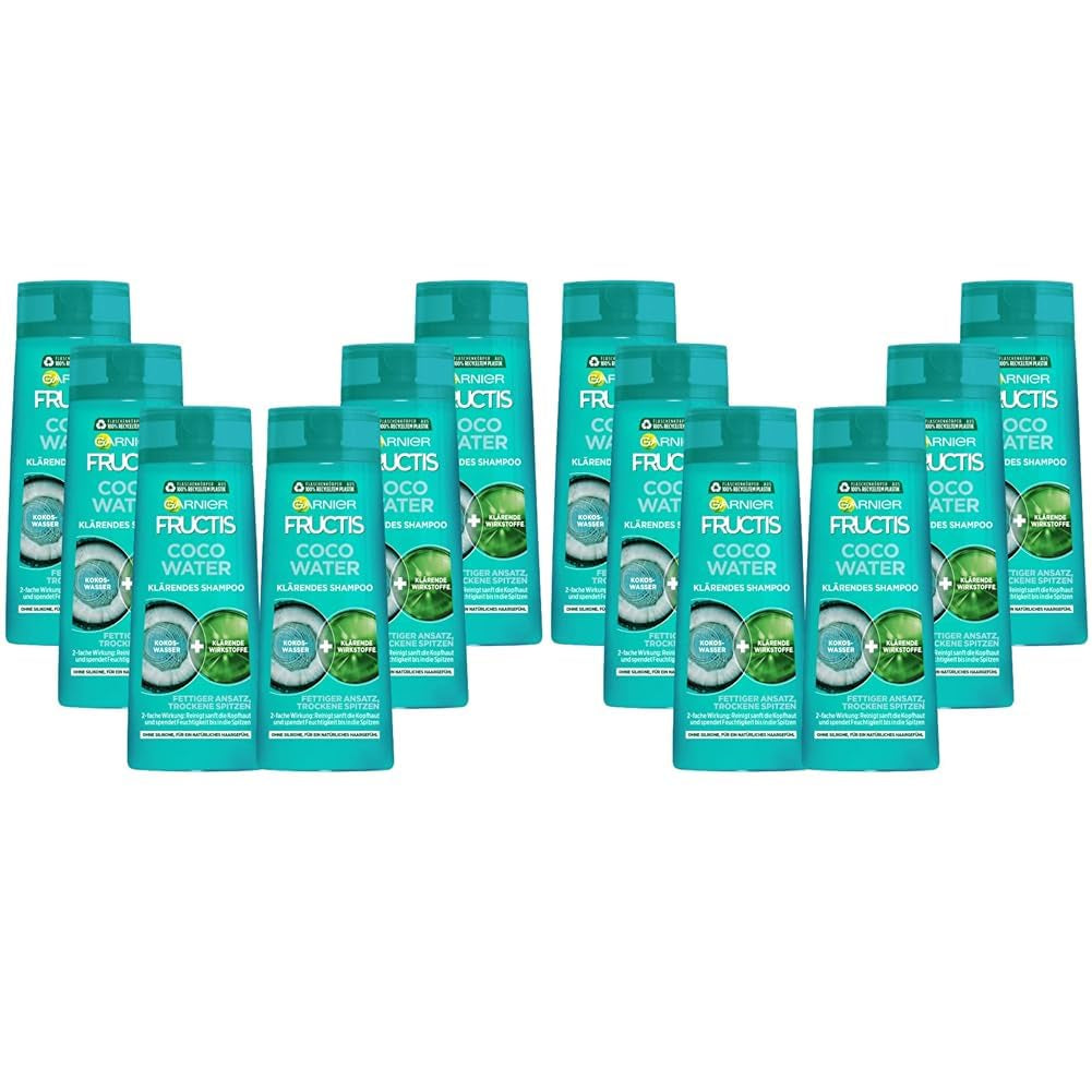 Garnier, sampon impotriva parului uleios, cu apa de cocos Duș și baie Naty Shop 12 x 250 ml